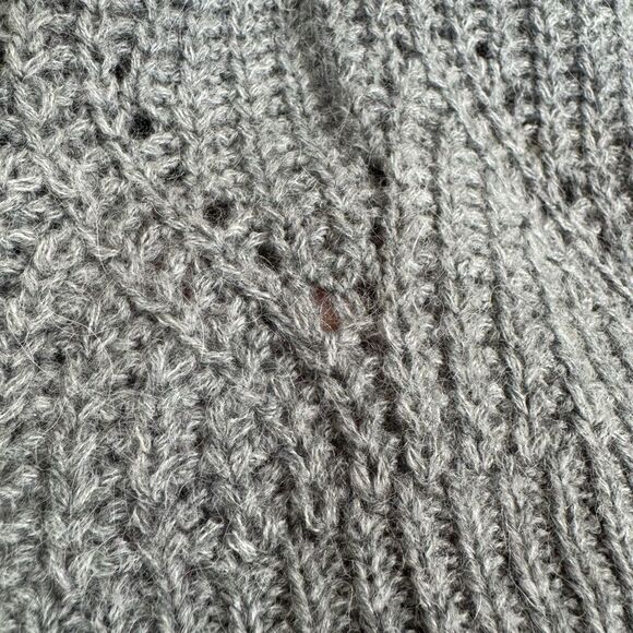 Abercrombie & Fitch Gray Fuzzy Alpaca Wool Open Knit Chunky Sweater XS - Picture 8 of 10